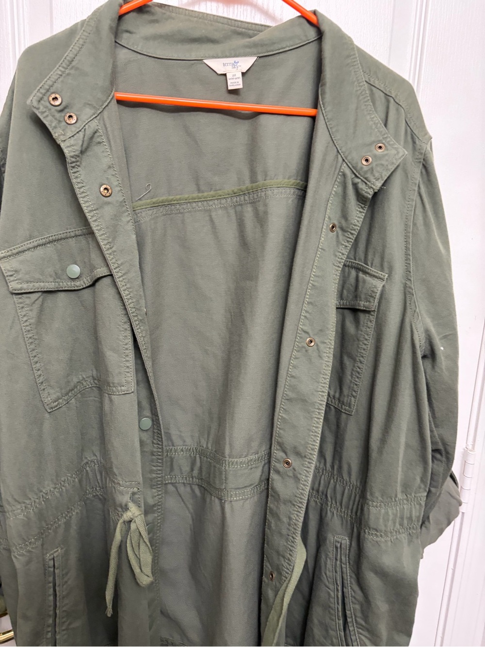 Terra & Sky Olive Green Utility Shirt Jacket